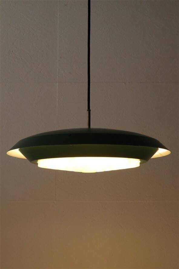 Rare big Lyfa Space Age pendant lamp / Mid-century Danish modern design / 1960s / 1970s / green