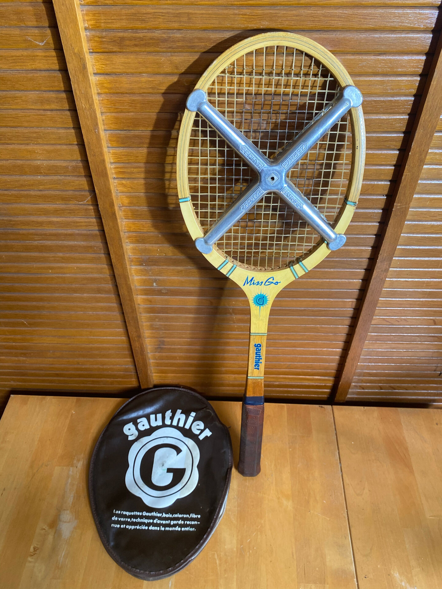Vintage Tennis Racket GAUTHIER Miss Go Wood + Cover + Zephyr Vinta