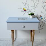 Revamped vintage bedside on blue