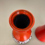 Set of 2 Multi-Color Fat Lava Op Art Pottery Vase Made by JASBA Ceramics Germany