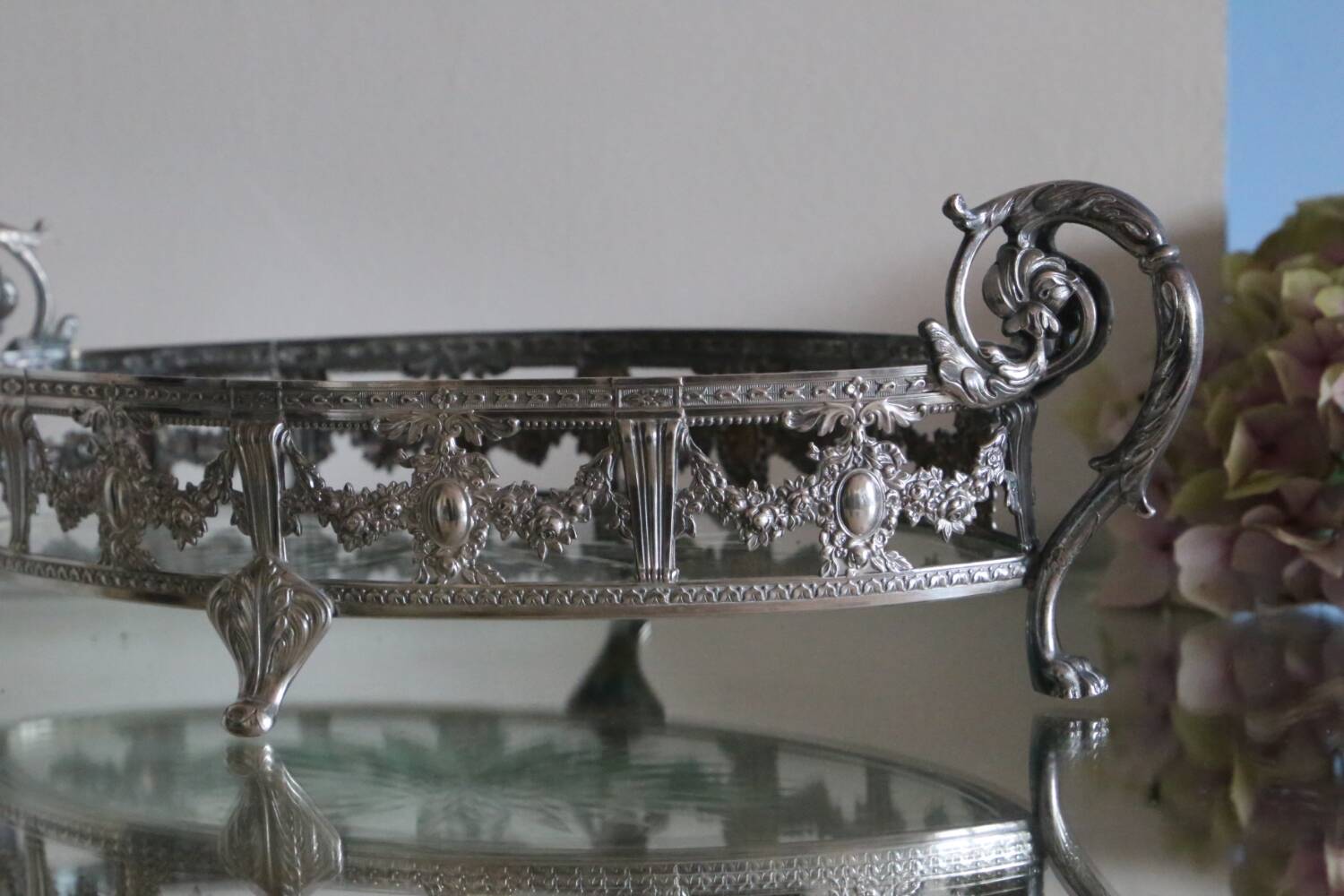 English silver table centerpiece