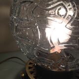 Structured glass globe lamp and metal-brass/ vintage 60s and 70s base