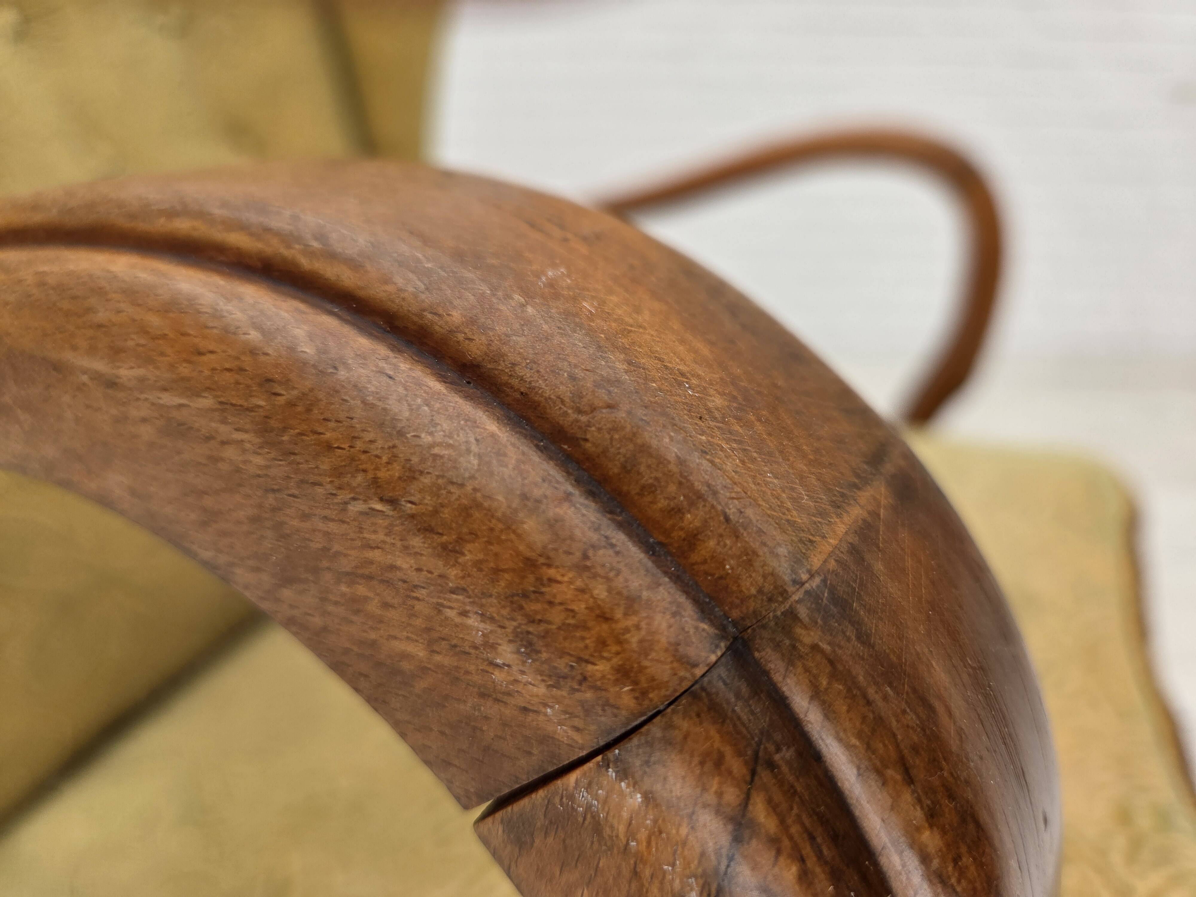 1960s, Danish armchair, light green furniture velour, beech wood.