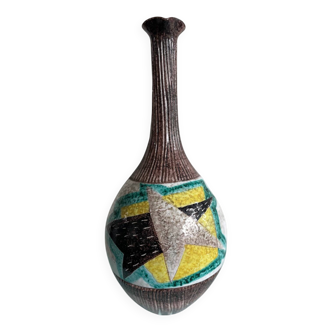 Vase bouteille en céramique signé Leonardo Firenze – Italie – Années 60/70