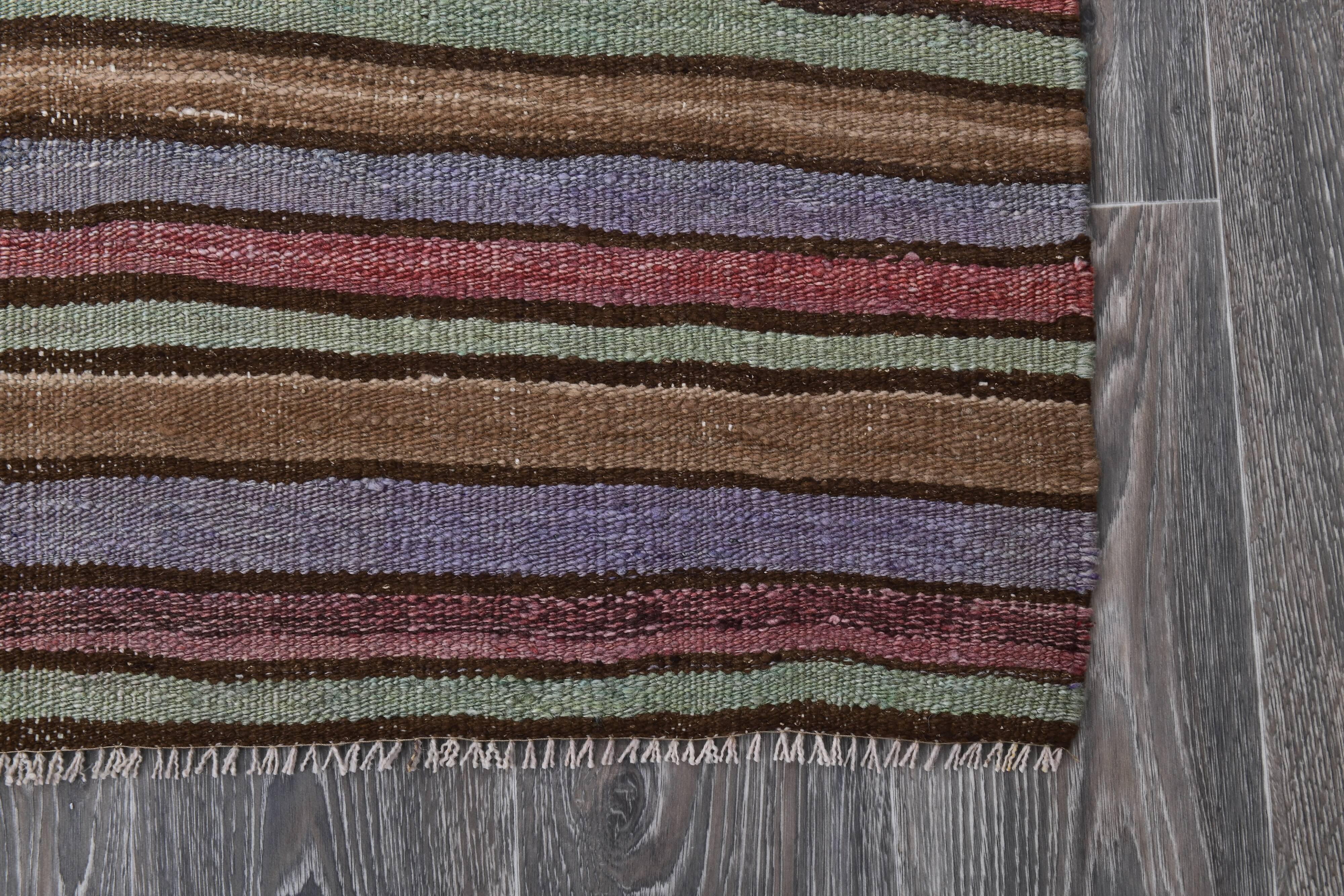 Blue & Green Striped Kilim Rug 146x288Cm SK 241322