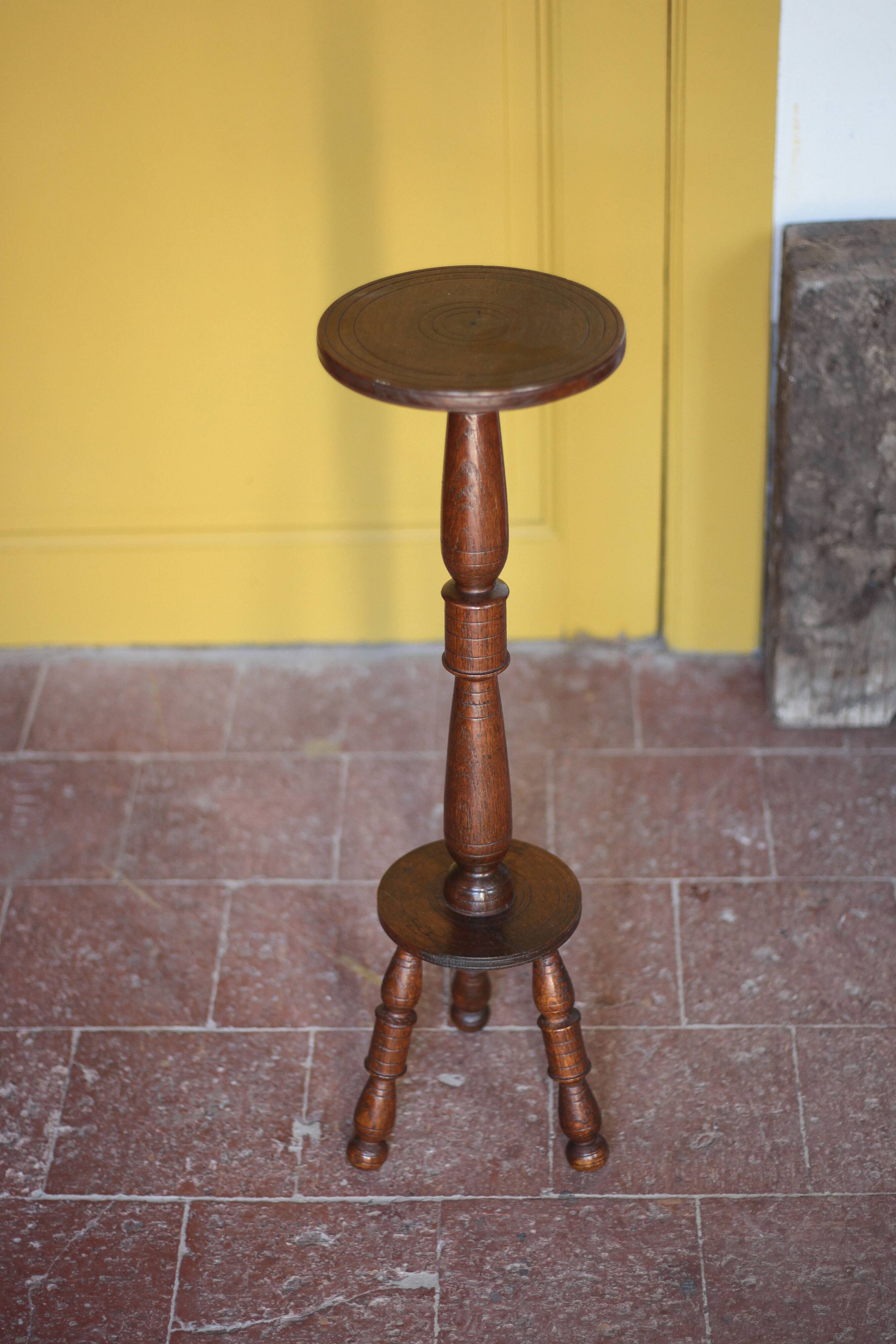 vintage wooden pedestal, Art Deco pedestal, column wood