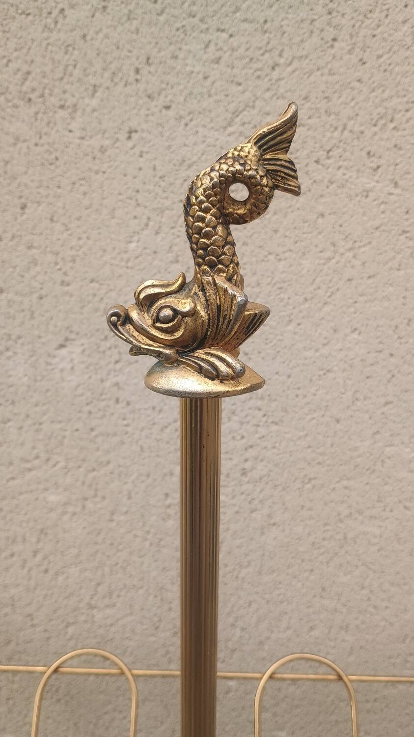 1960s brass folding magazine rack with lacquered wood decoration.