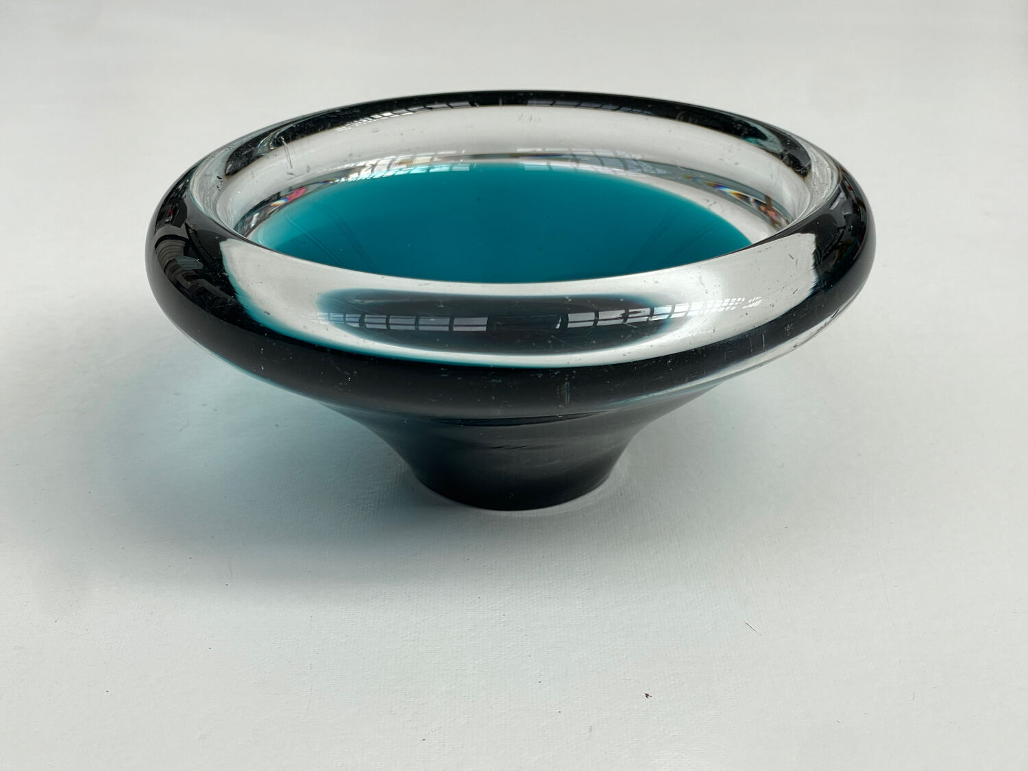 Scandinavian blue sommerso glass catchall – vintage design from the 1960s.