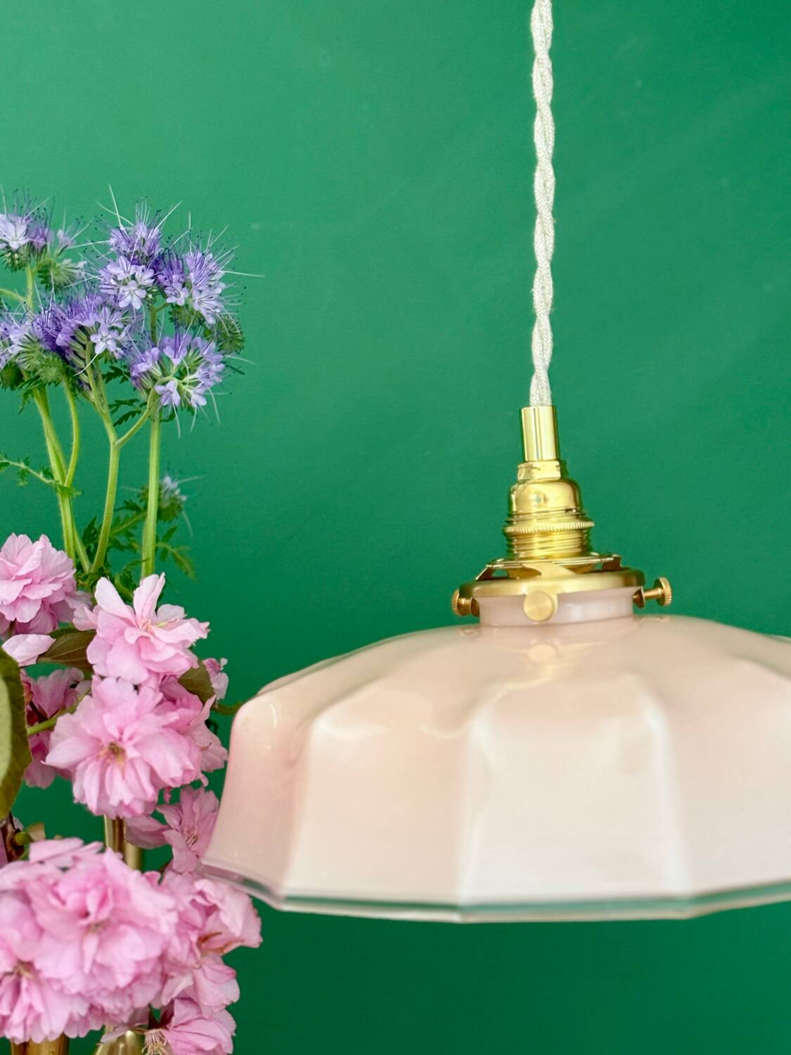 Vintage pink opaline pendant light