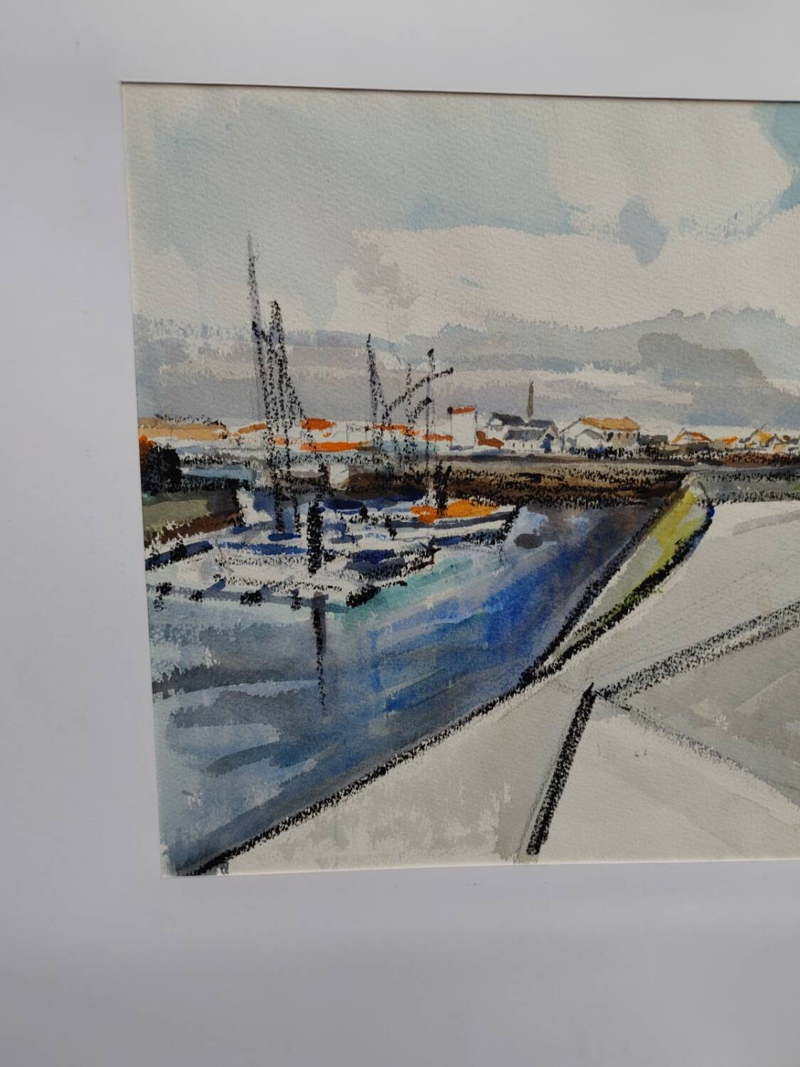 Watercolour by Michel Roubille. The island of Yeu 2000.