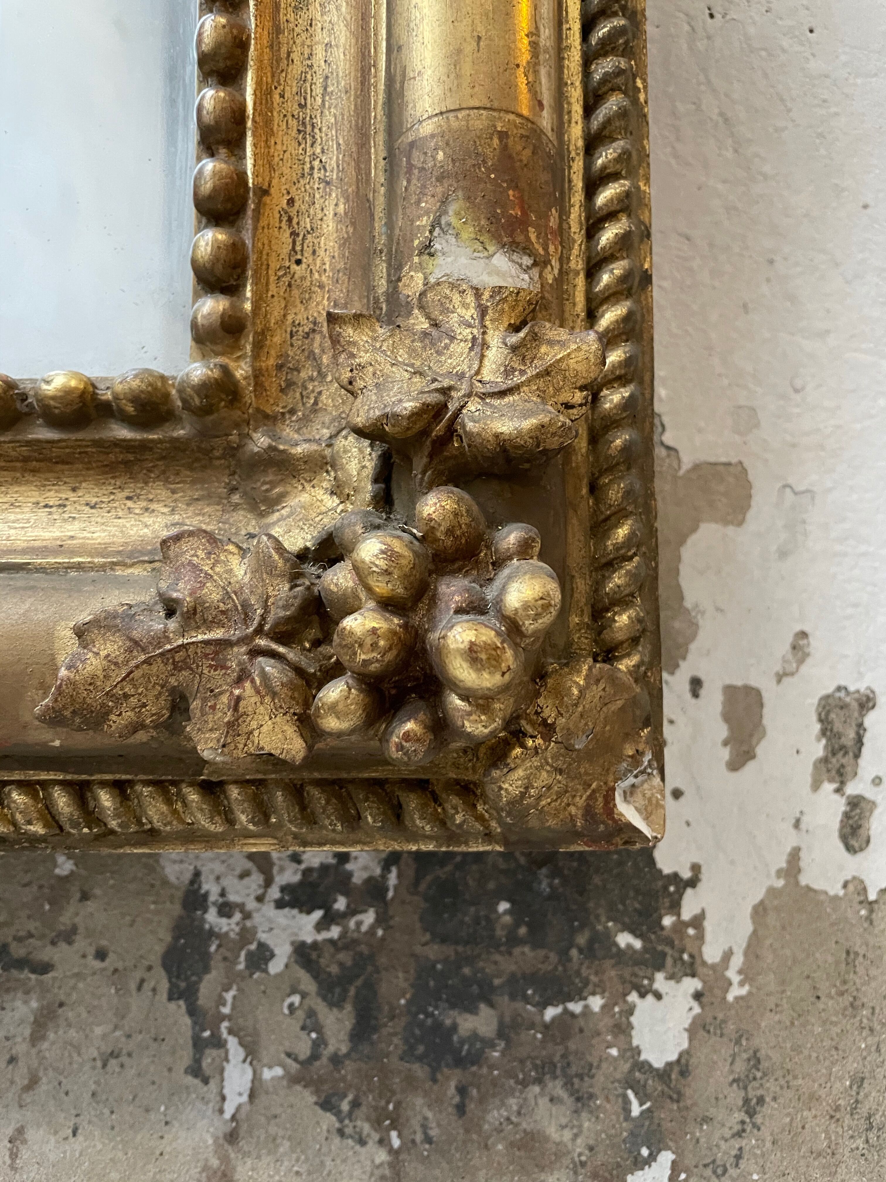 Louis Philippe Flowered Mirror 19th 84x150cm