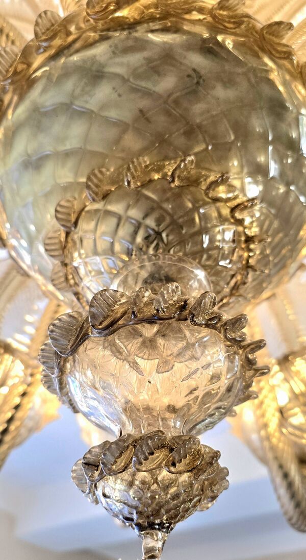 Grand lustre en verre de Murano – 12 lumières - début du 20e siècle