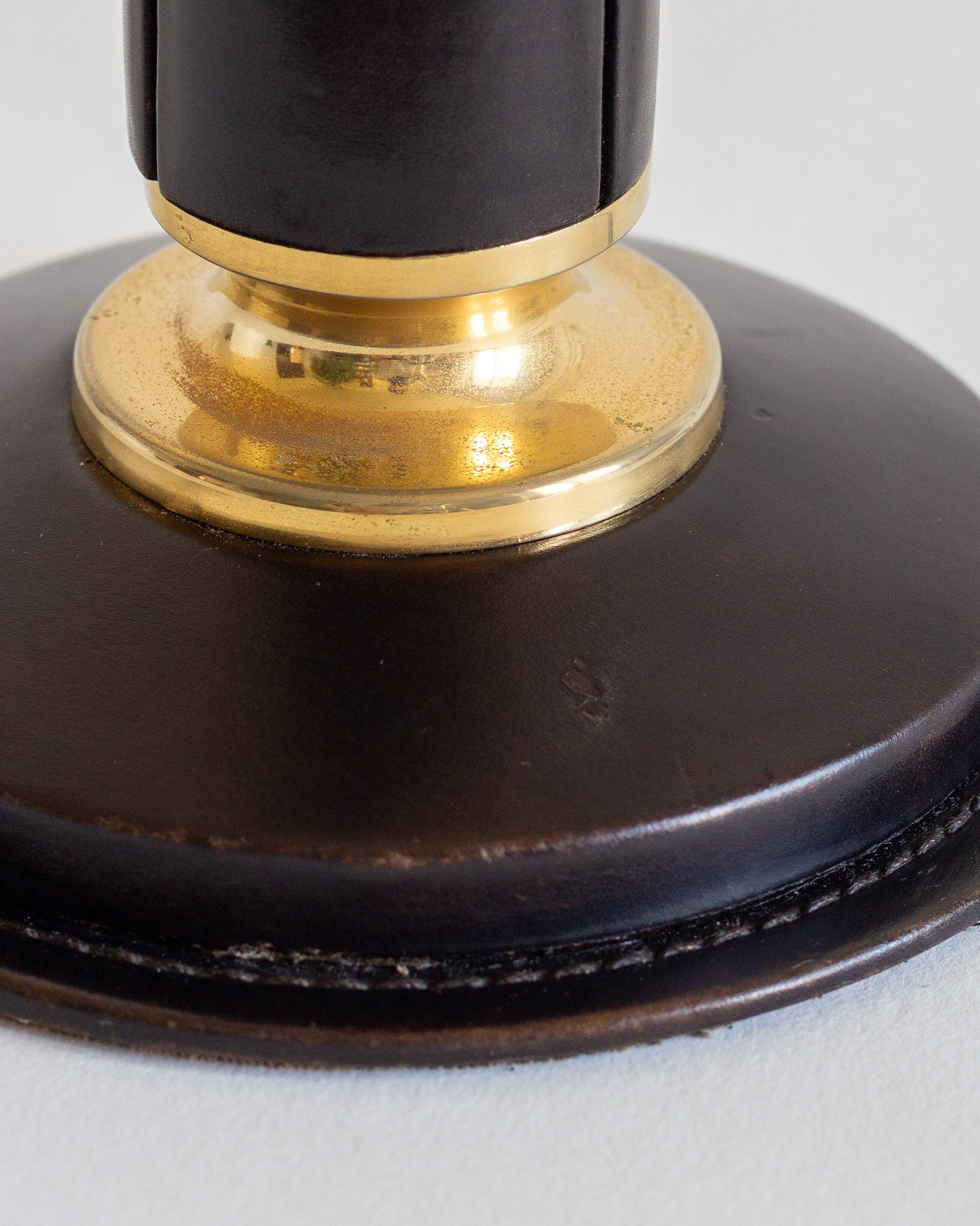 Leather lamp base, Le Tanneur (attr.), France, 1950s/1960s