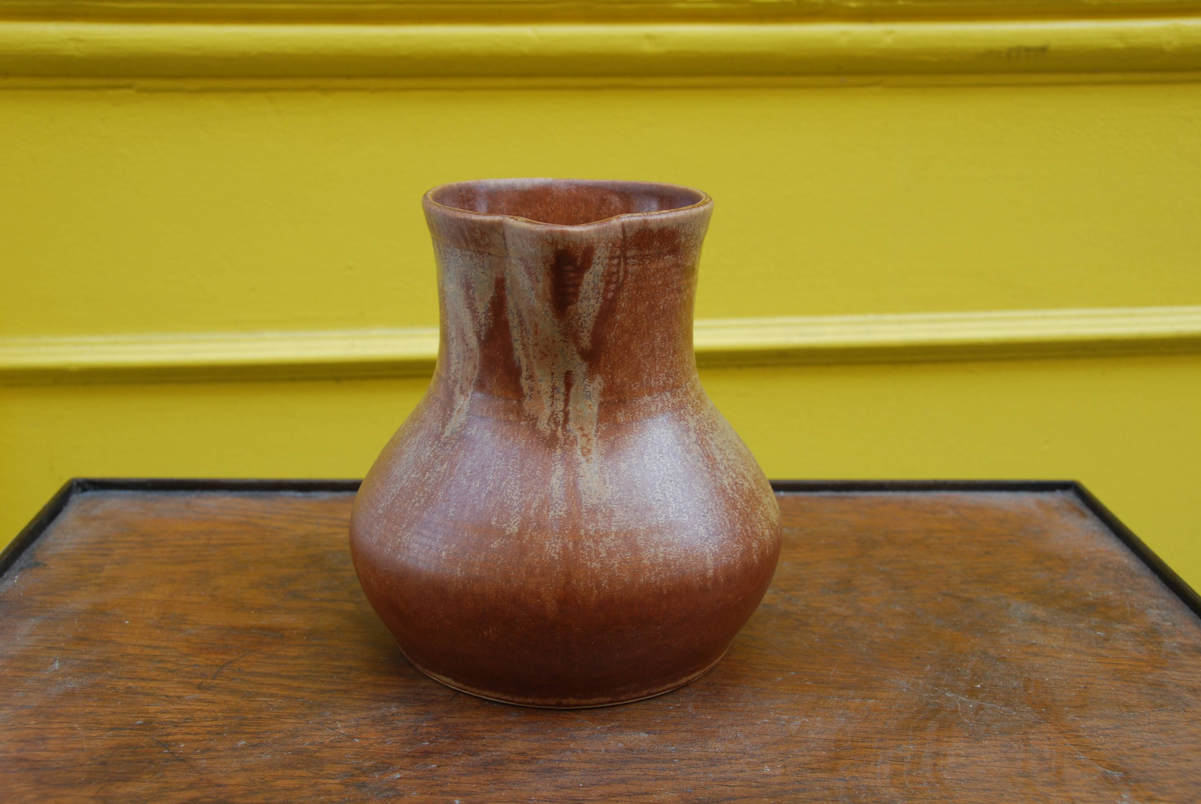 Vintage enamelled stoneware water jug pitcher 1 liter
