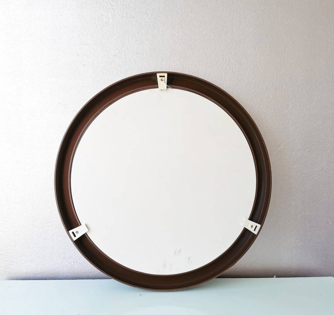 Round brown mirror plastic 80 years diameter 35cm