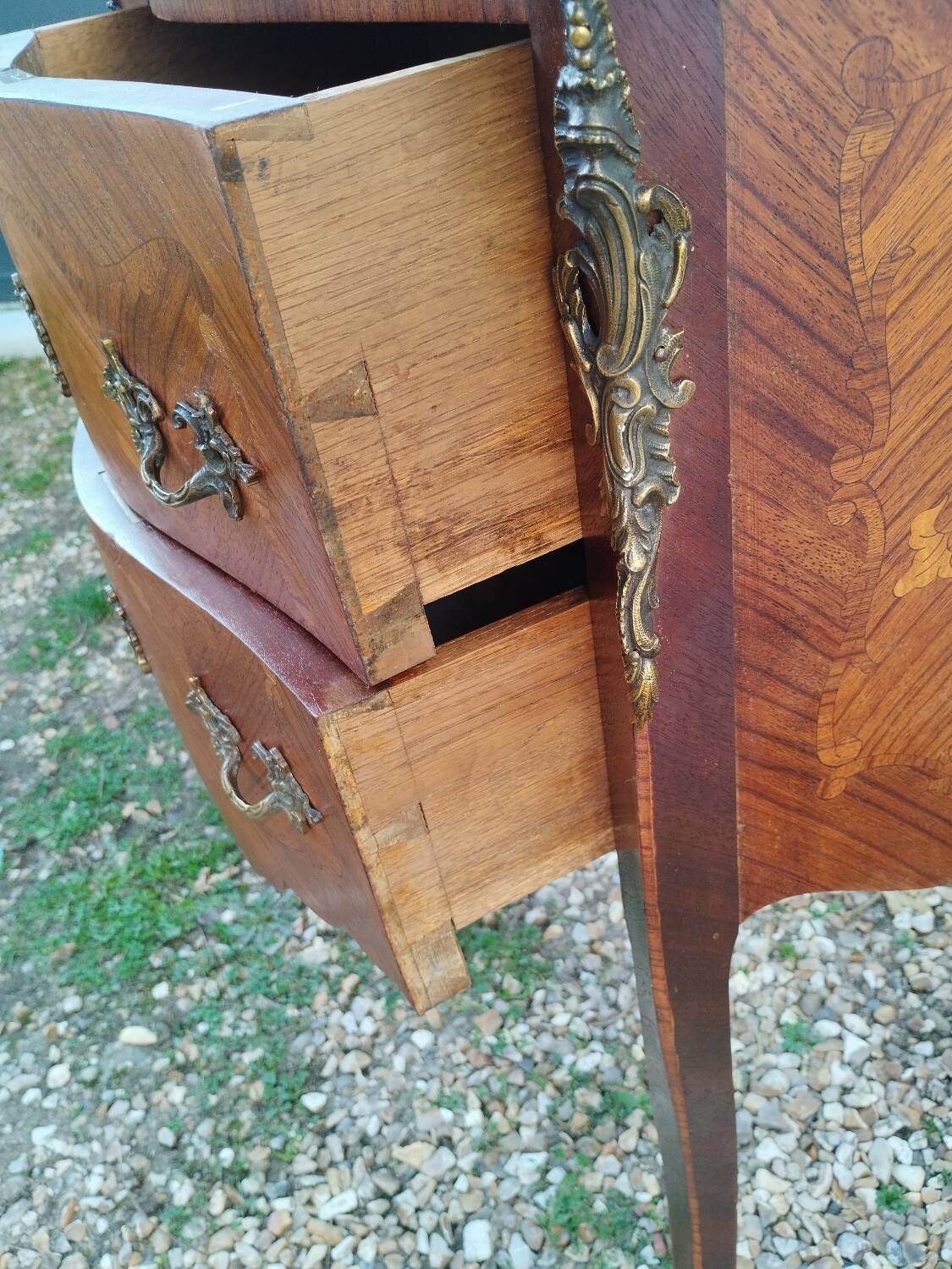 Antique Louis XV style chest of drawers with marble top