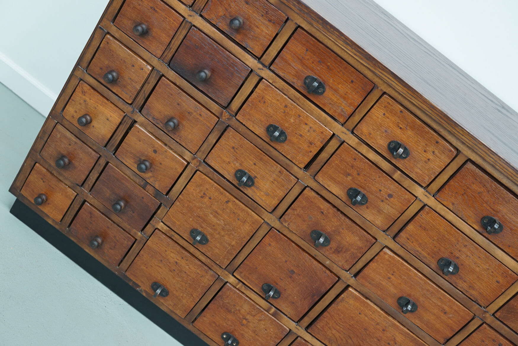 Vintage dutch oak jewelers / watchmakers cabinet, circa 1930