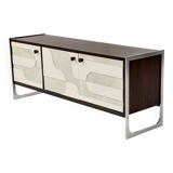 Vintage sideboard with handmade relief surface, metal, Germany, 1960s