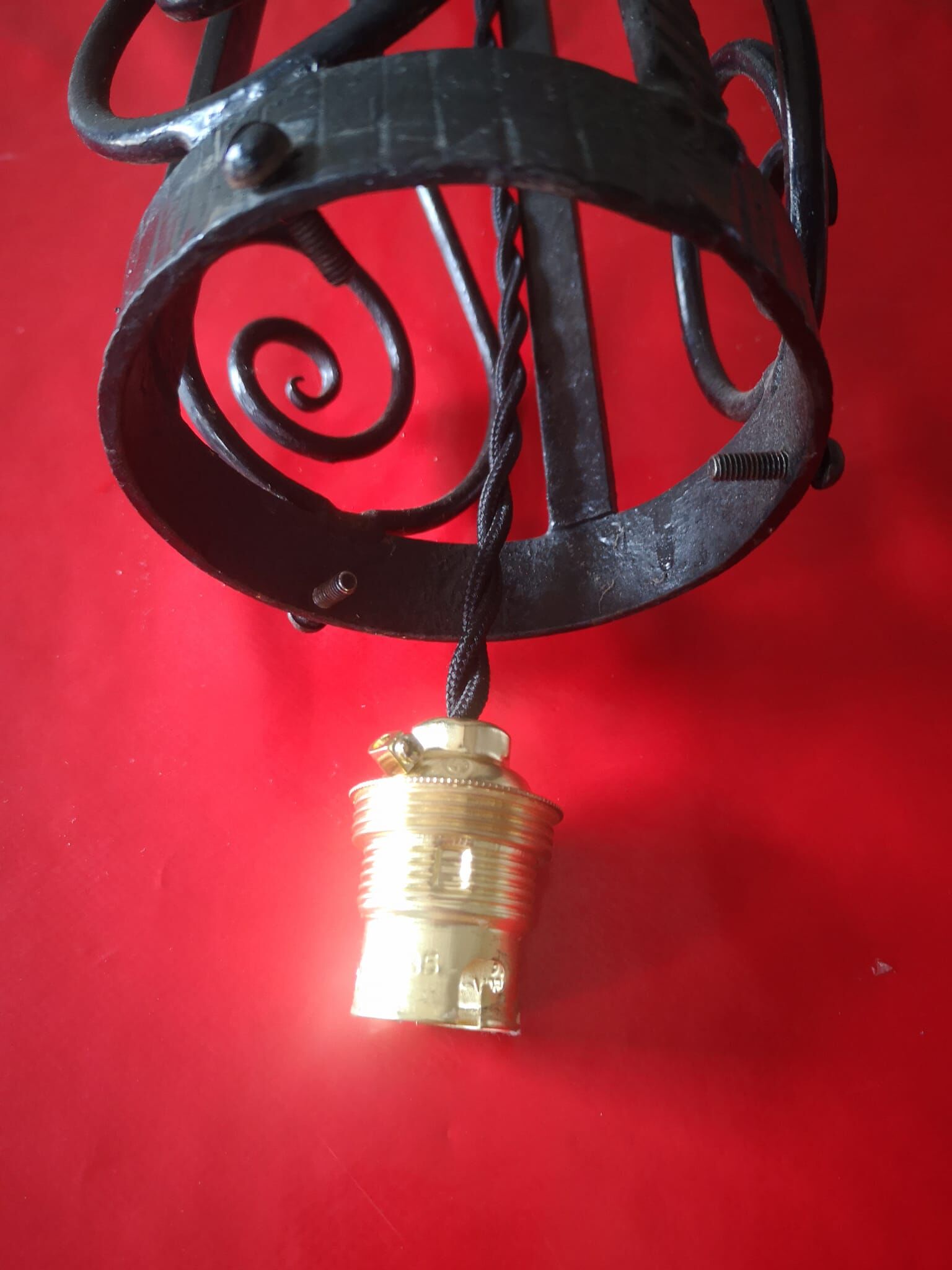 Art deco pendant light 1930 wrought iron