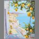 Oil painting of a view of the sea.