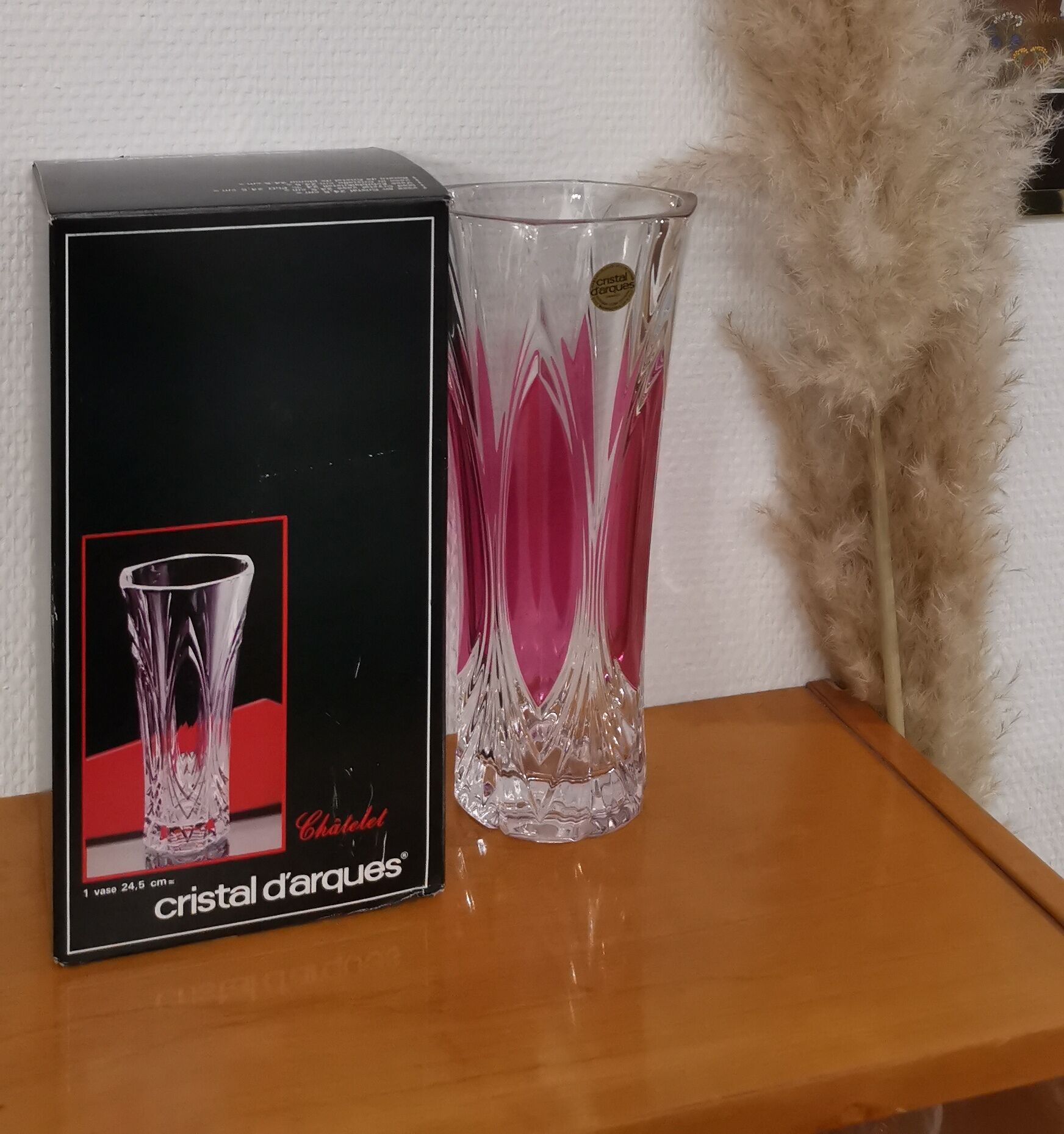 Arques crystal vase model Châtelet rosé