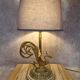 Large vintage lamp in moulded brass – Phoenix – onyx base – 1960s/70s