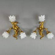 Paire d’appliques Rocaille en bronze doré, fin XIXème