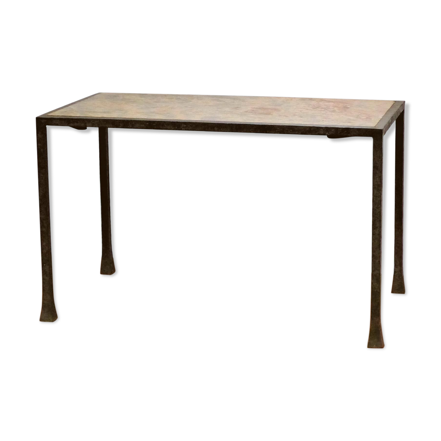 Wrought iron and marble coffee table