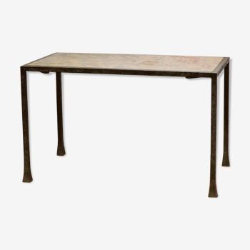 Wrought iron and marble coffee table