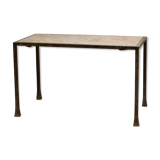 Wrought iron and marble coffee table