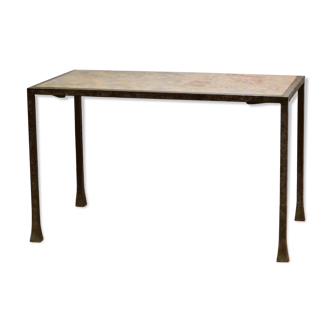 Table basse en fer forgé et marbre