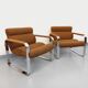 Pair of vintage Eero Aarnio armchairs for Framac in fabric and chrome 1970.