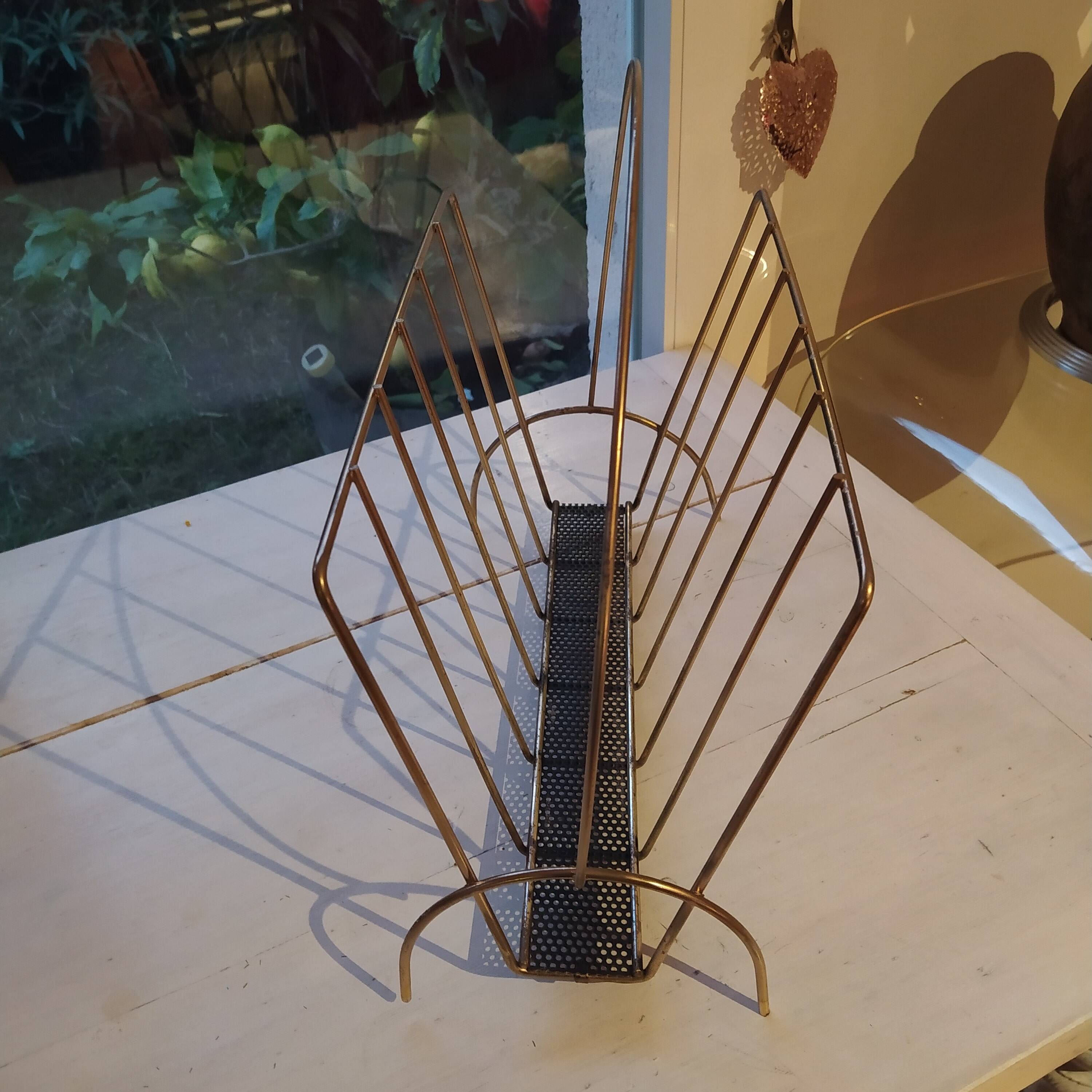 vintage metal magazine rack 1950