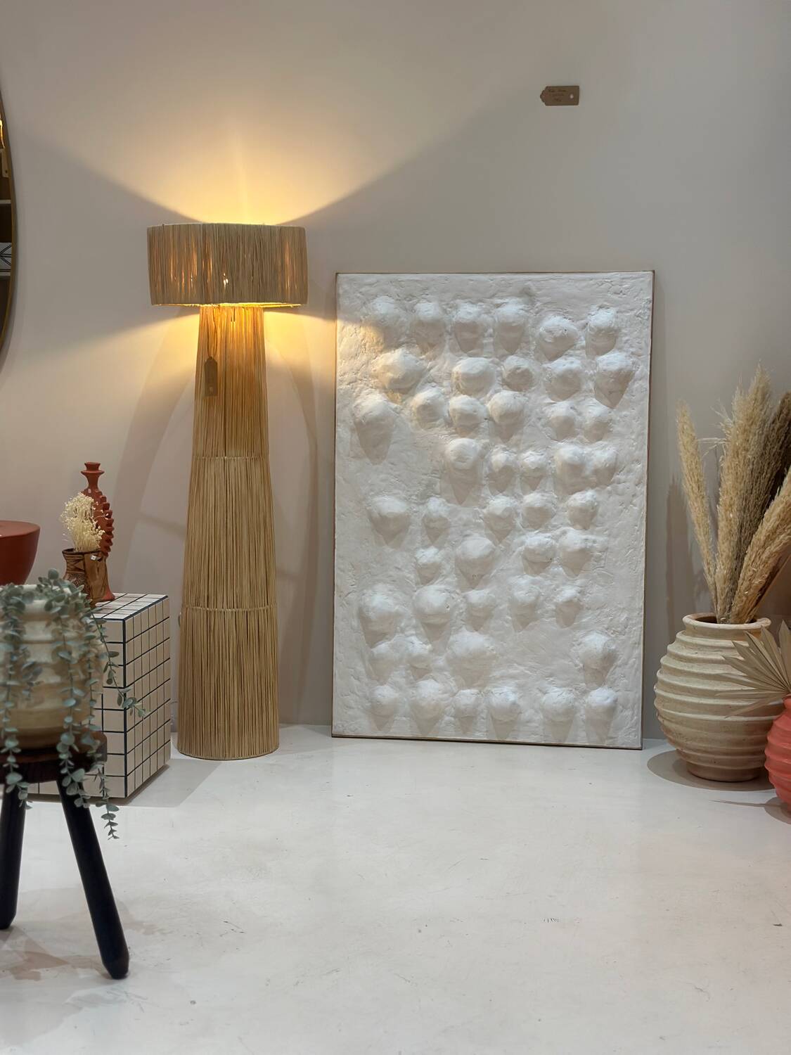 Tableau contemporain texturé relief 3D minimaliste - murmures blancs