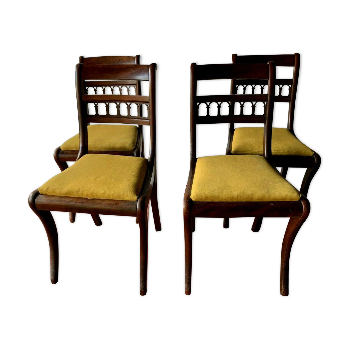 Four 2th century mahogany board-style chairs