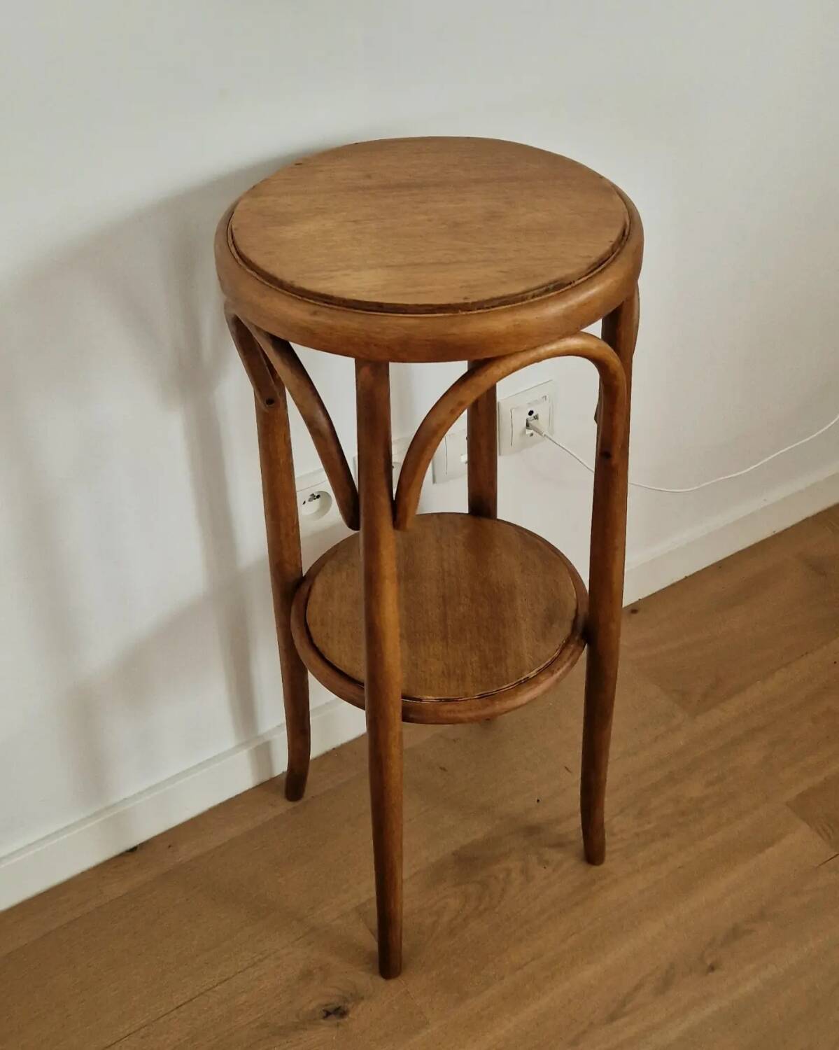 1940s curved wood side table