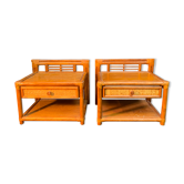 Pair of rattan bedside, design Maugrion 1970