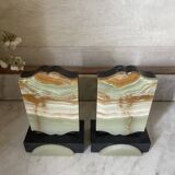 Art Deco onyx and marble bookends
