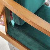 Fauteuil style scandinave en velours vert forêt