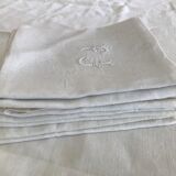 Antique embroidered white tablecloth and 8 napkins