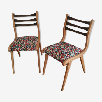 Set of two chairs in wood and textile