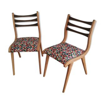 Ensemble de deux chaises en bois et textile