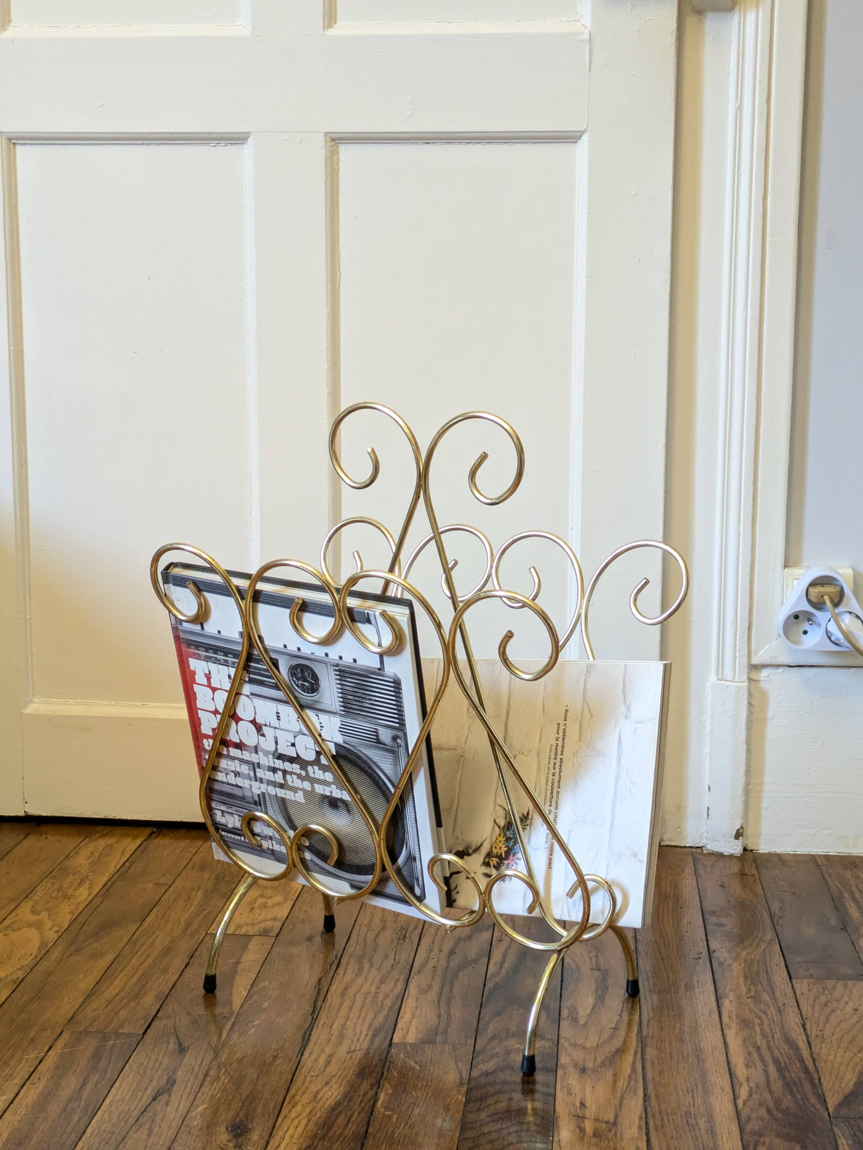 Golden wire magazine rack 1960