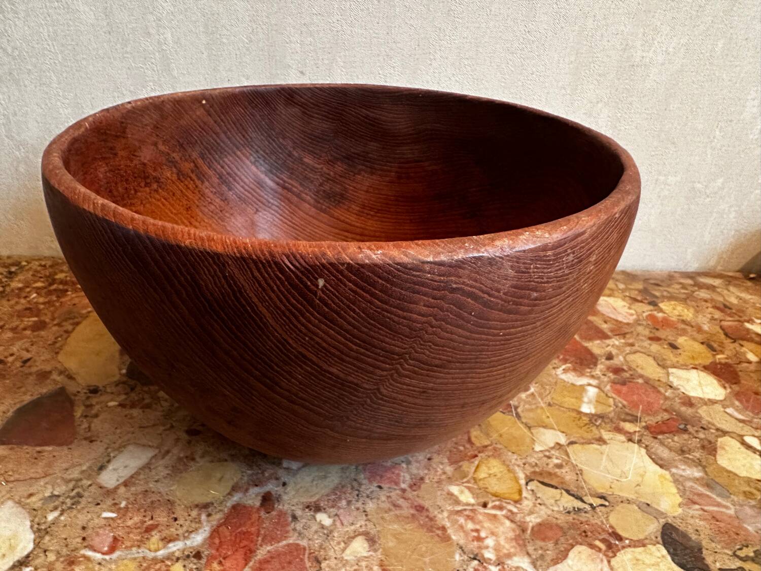 Large vintage monoxyle wooden bowl H 18 / D neck 30 cm