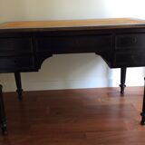 Large flat desk Louis Philippe in blackened wood