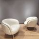 2 white leather armchairs, 1980s