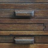 Antique oak notary cabinet with two roller doors and a working lock