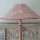Lamp to put foot wood lampshade canvas of Jouy