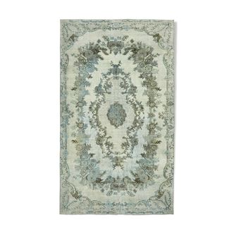 Handwoven unique anatolian 1980s blue rug