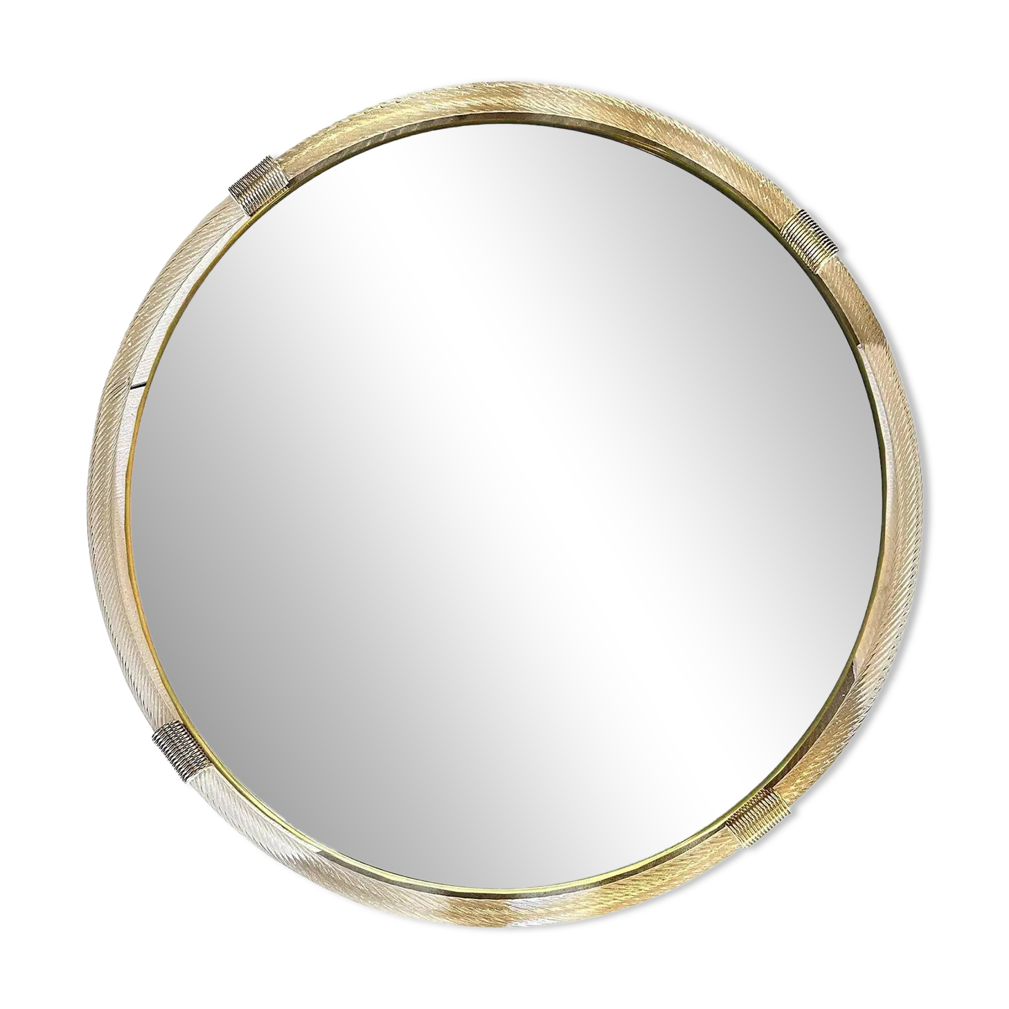 Grand Venetian Wall Mirror in Murano Glass with Gilt Torchon–Torciglione